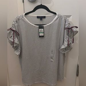 Tommy Hilfiger / Women's Striped Ruffled-Sleeve Top